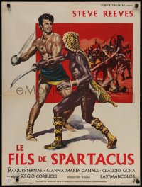 3f688 SLAVE French 24x32 1963 Il Figlio di Spartacus, art of Steve Reeves as the son of Spartacus!