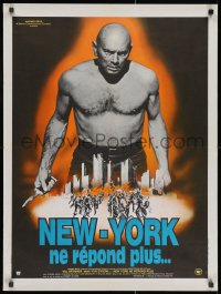 3f697 ULTIMATE WARRIOR French 24x32 1976 bald & barechested Yul Brynner, a film of the future!
