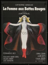 3f709 WOMAN WITH RED BOOTS French 23x30 1974 Juan Luis Bunuel, art of Catherine Deneuve by Landi!