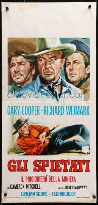 3f840 GARDEN OF EVIL Italian locandina R1960s Tarantelli art of Gary Cooper & Richard Widmark!