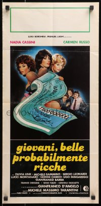 3f842 GIOVANI BELLE PROBABILMENTE RICCHE Italian locandina 1982 half-naked women w/giant check!