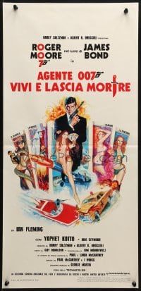 3f855 LIVE & LET DIE Italian locandina R1970s completely different art of Roger Moore as James Bond!