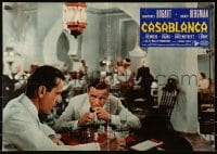 3f897 CASABLANCA Italian 19x27 pbusta R1962 Bogart studying chess board as Peter Lorre looks on!