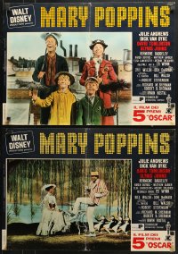 3f970 MARY POPPINS group of 8 Italian 18x26 pbustas R1970s Andrews & Van Dyke in Disney's classic!