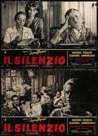 3f913 SILENCE group of 2 Italian 18x27 pbustas 1964 Ingmar Bergman's Tystnaden, Ingrid Thulin!