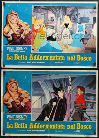 3f976 SLEEPING BEAUTY group of 8 Italian 19x26 pbustas R1970s Walt Disney cartoon fantasy classic!