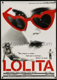 3f537 LOLITA Japanese 29x41 R1990s Kubrick classic, Sue Lyon with heart sunglasses & lollipop!