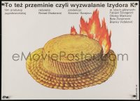 3f405 I TO CE PROCI Polish 27x37 1986 Michal Piekarski artwork of flaming straw hat!