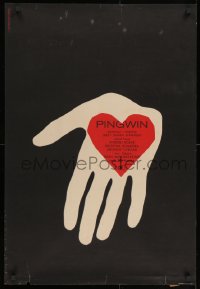 3f443 PENGUIN Polish 23x33 1965 really cool Marek Freudenreich art of heart on hand!