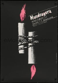 3f323 MANDRAGORA signed 26x37 Czech stage poster 1992 by Karel Misek, tied-up candles!