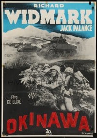 3f103 HALLS OF MONTEZUMA Swedish 1951 Richard Widmark, art of WWII U.S. Marines charging into battle!