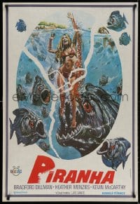 3f032 PIRANHA Turkish 1981 Roger Corman, great art of man-eating fish & sexy girl by Over!