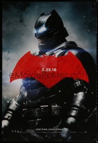 3g639 BATMAN V SUPERMAN teaser DS 1sh 2016 cool image of armored Ben Affleck in title role!