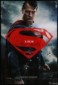 3g641 BATMAN V SUPERMAN teaser DS 1sh 2016 waist-high image of Henry Cavill in title role!