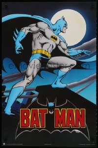 3g242 BATMAN 22x34 Canadian commercial poster 1982 full-length art of The Caped Crusader, moon!