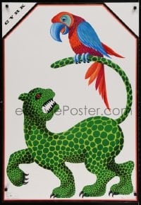 3g255 CYRK 26x38 Polish commercial poster 1979 artwork of leopard and parrot by Hubert Hilscher!