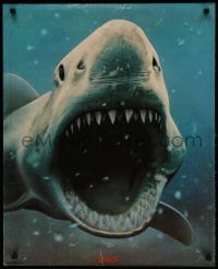 3g278 JAWS 23x28 commercial poster 1975 close-up of man-eating shark with his mouth wide open!