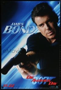 3g707 DIE ANOTHER DAY teaser 1sh 2002 Pierce Brosnan as James Bond 007 pointing silenced pistol!