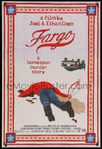 3g724 FARGO DS 1sh 1996 a homespun murder story from Coen Brothers, Dormand, needlepoint design!