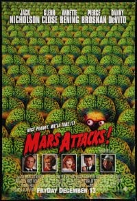 3g827 MARS ATTACKS! int'l advance DS 1sh 1996 directed by Tim Burton, great image of many aliens!