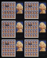 3g015 MARILYN MONROE uncut stamp sheet 18x22 1995 6 sets postmarked on first day of issue, rare!