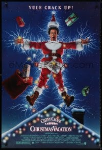 3g840 NATIONAL LAMPOON'S CHRISTMAS VACATION DS 1sh 1989 Consani art of Chevy Chase, yule crack up!