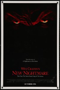 3g842 NEW NIGHTMARE advance 1sh 1994 great image of Robert Englund as Freddy Kruger's eyes!