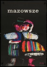 3g108 MAZOWSZE Polish 26x38 1961 cool and colorful Waldemar Swierzy art of cute dancers!