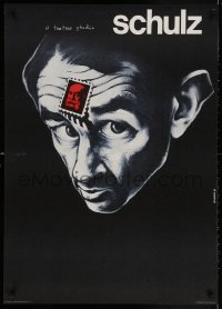 3g220 SCHULZ exhibition Polish 26x37 1983 dark Bednarski artwork of man with stamp on forehead!