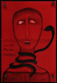 3g380 RACINE FEDRA commercial Polish 13x19 1977 Jean Racine, art of man and snake by Jan Lenica!