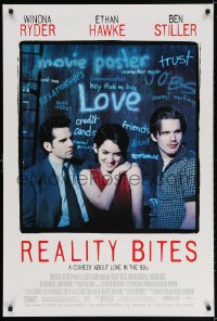 3g872 REALITY BITES 1sh 1994 Winona Ryder, Ben Stiller, Ethan Hawke, comedy about love in the '90s!