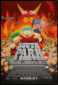 3g906 SOUTH PARK: BIGGER, LONGER & UNCUT int'l advance 1sh 1999 Parker & Stone animated musical!