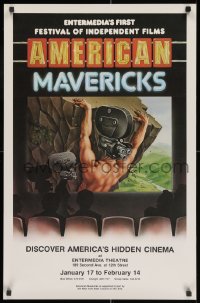 3g050 AMERICAN MAVERICKS 21x31 film festival poster 1979 Fernandes art of cameraman hanging from cliff!