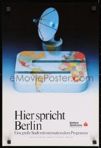 3g122 BERLINER SPARKASSE dish style 14x21 German advertising poster 1990s cool design!