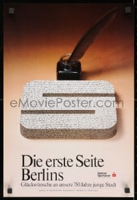 3g124 BERLINER SPARKASSE quill style 14x21 German advertising poster 1990s cool design!