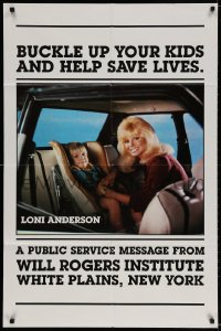 3g432 BUCKLE UP YOUR KIDS 27x41 special poster 1980s Loni Anderson and child in back seat of car!