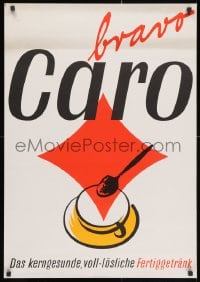 3g127 CARO 23x33 Austrian advertising poster 1960s Caro always tastes good, Walter Muller cup art!