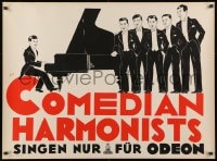 3g100 COMEDIAN HARMONISTS 28x37 German music poster 1930 Friedl art of the singers by piano!