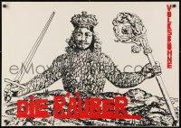 3g342 DIE RAUBER 23x32 East German stage poster 1971 Friedrich Schiller, man with sword and crown!