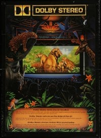 3g467 DOLBY DIGITAL 26x36 special poster 1990 artwork of jungle animals in theater!