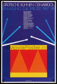 3g346 EINLADUNG ZUR SPIELZEIT 1987-88 22x33 German stage poster 1987 art of a drum and sticks by Arnoldi!