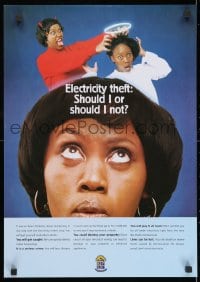 3g471 ELECTRICITY THEFT 17x24 Kenyan special poster 1990s devil and angel - should I or not!