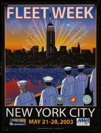 3g477 FLEET WEEK NEW YORK CITY 18x24 special poster 2003 Gavin art of Empire State Building & skyline
