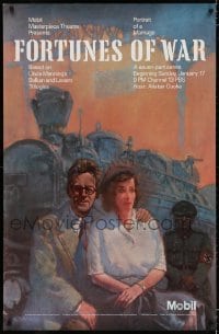 3g081 FORTUNES OF WAR tv poster 1988 cool train railroad artwork by Richard Sparks!
