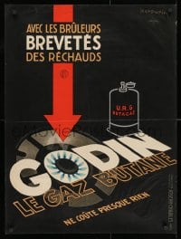 3g130 GODIN LE GAZ BUTANE 24x32 French advertising poster 1934 logo and gas tank by Leon Dupin!