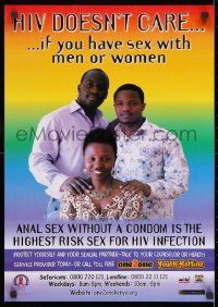 3g496 HIV DOESN'T CARE 17x24 Kenyan special poster 1990s AIDS, who you have sex with!