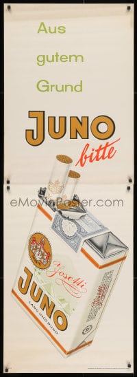 3g136 JUNO 24x66 package style German advertising poster 1950s Walter Muller smoking art!