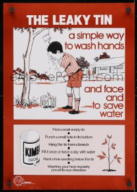 3g514 LEAKY TIN 17x24 Kenyan special poster 1990s art of a boy washing his face!