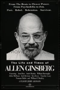 3g515 LIFE & TIMES OF ALLEN GINSBERG 24x36 special poster 1994 cool smiling close-up!