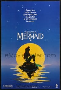 3g517 LITTLE MERMAID 18x26 special poster 1989 Ariel in moonlight, Disney underwater cartoon!